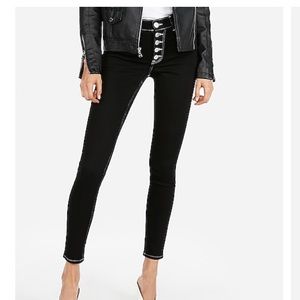 High Waisted Button Fly Jean Leggings